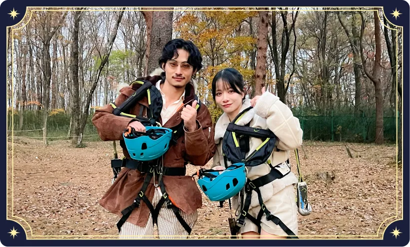 自然アクティビティをする出演者